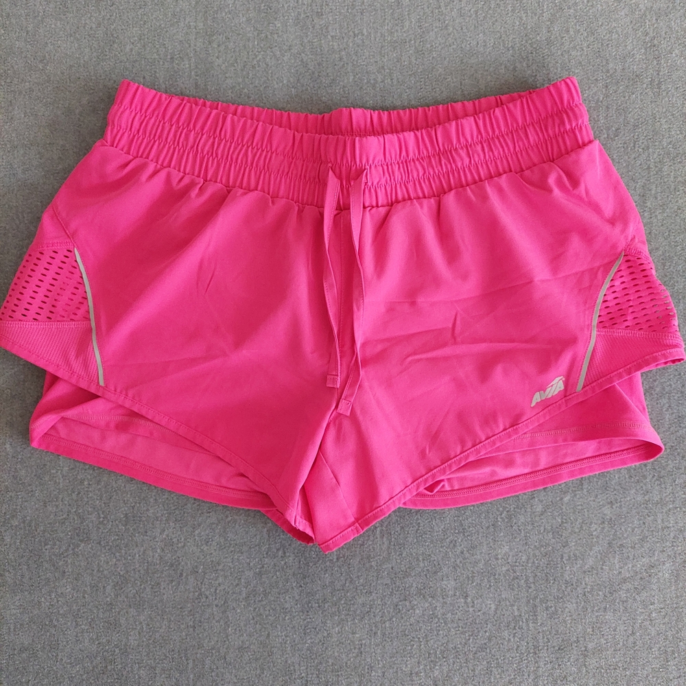 Avia Women's 2-in-1 Running Shorts - Fuchsia Burst - Size L (12-14)